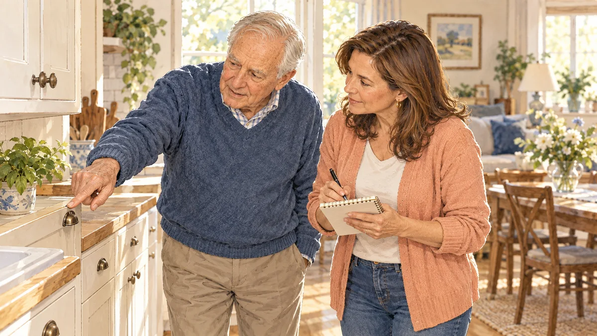 Noting a home repair with a parent