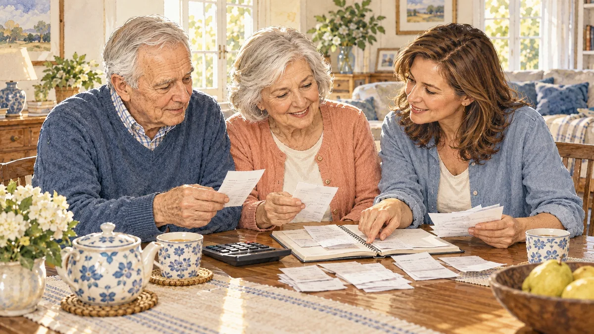 Checking household receipts together