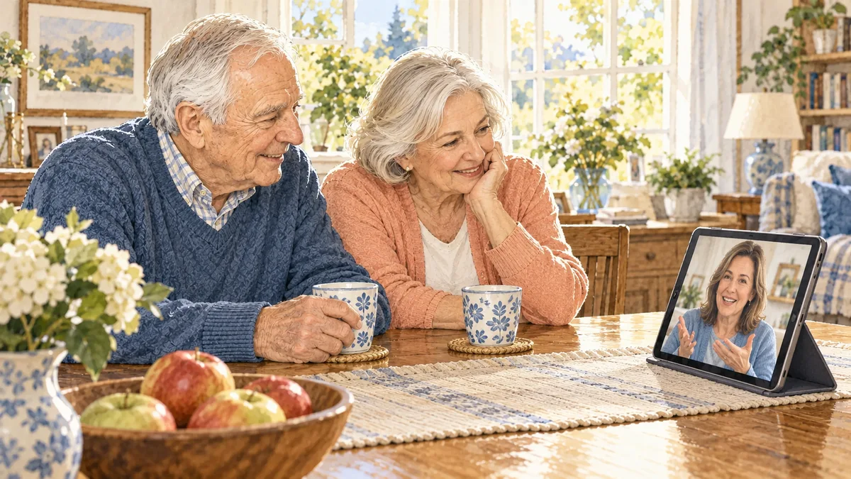 Family keeping in touch by video call