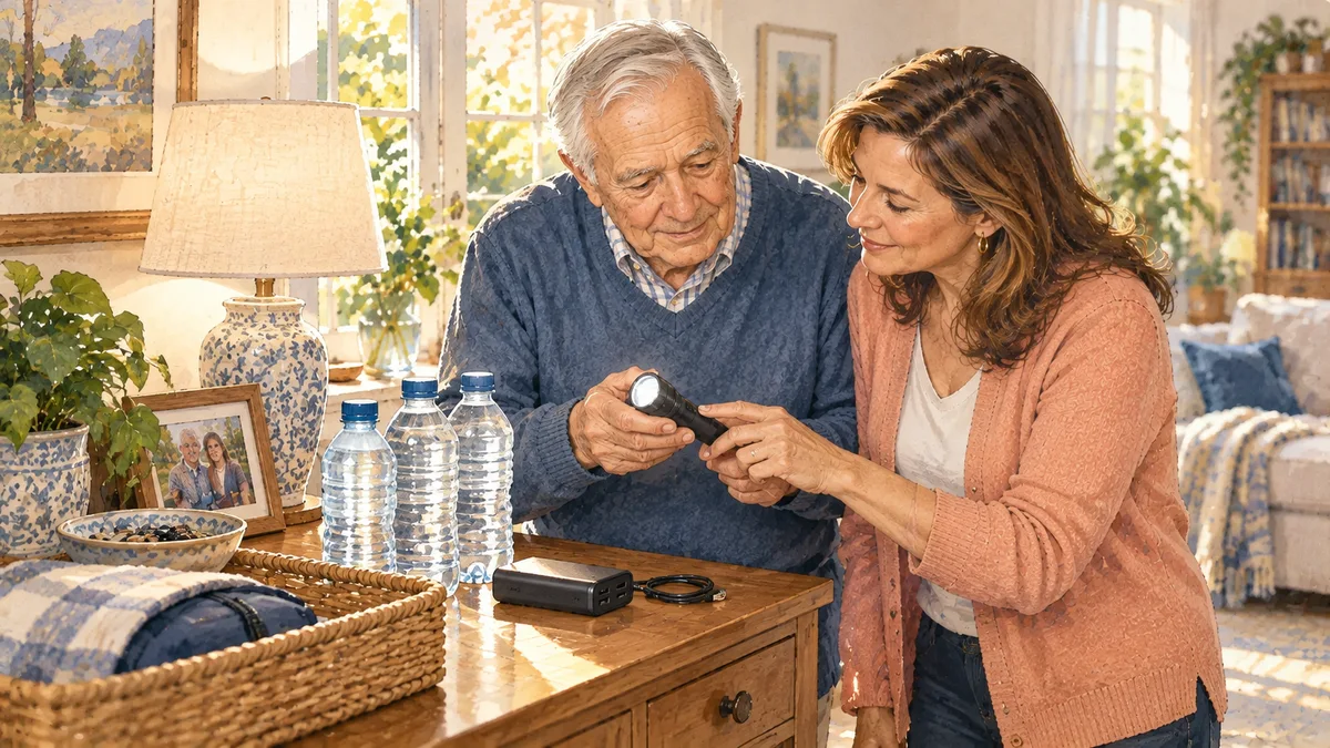 Checking a flashlight and backup supplies