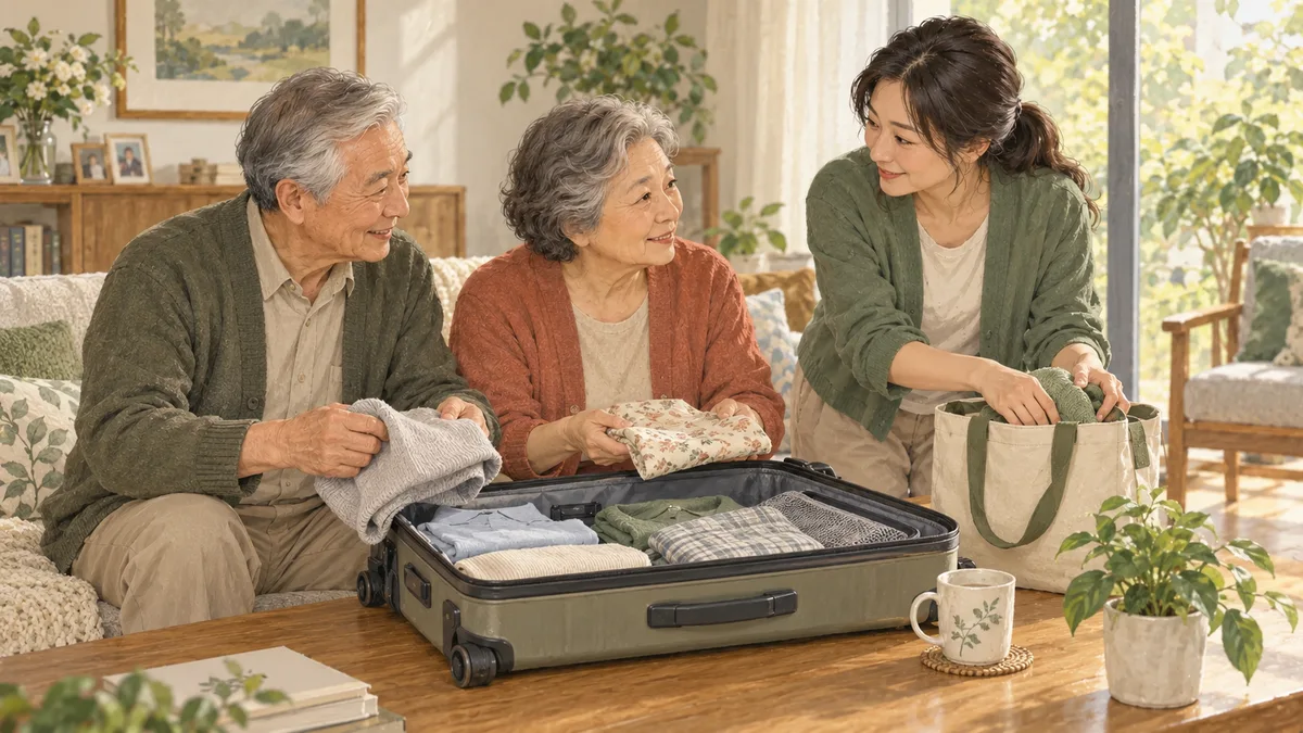 家人商量临时住处并收拾行李