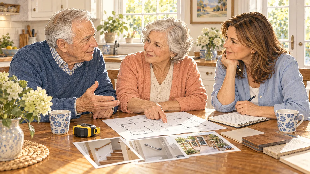 Illustrated home scene for Fall prevention at home: where to start