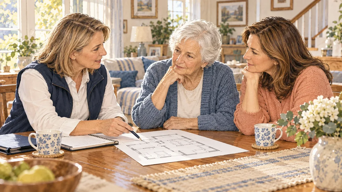 Illustrated home scene for Home safety assessment: how to arrange and prepare for a visit