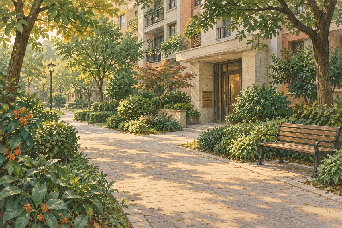 Illustrated home scene for Outdoor walkways: check the routes your parent uses
